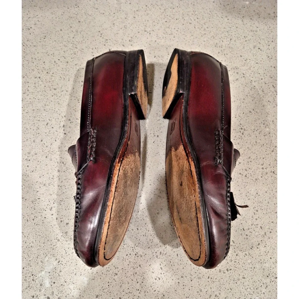 COLE HAAN, CITY PINCH TASSEL LOAFERS, Mahogany Leather, Size 10 D